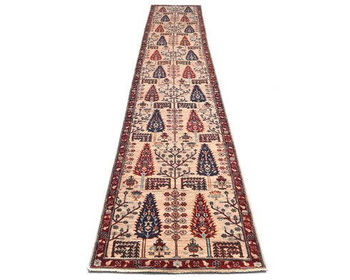 16 Ft Light Brown Aryana Afghan Hand Knotted Veg Dye Wool Runner Rug